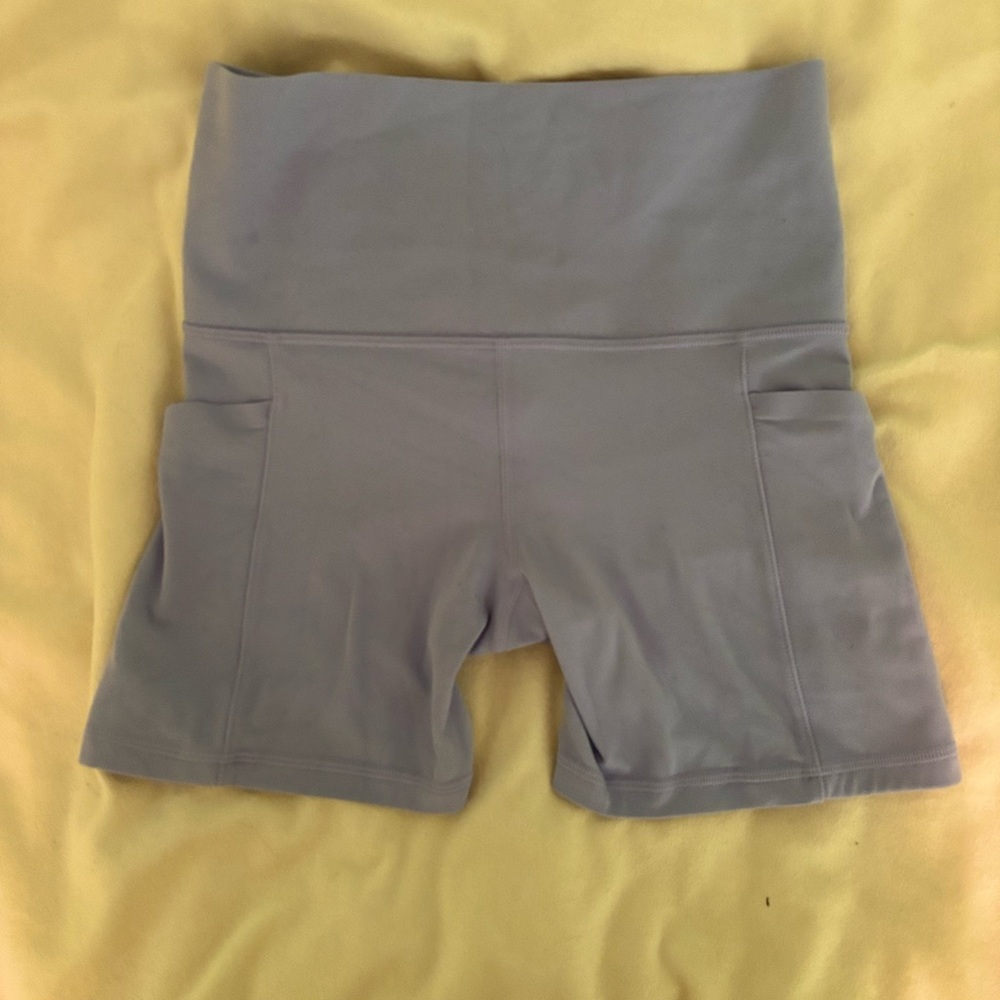 Athleta Light Blue Biker Shorts With Pockets